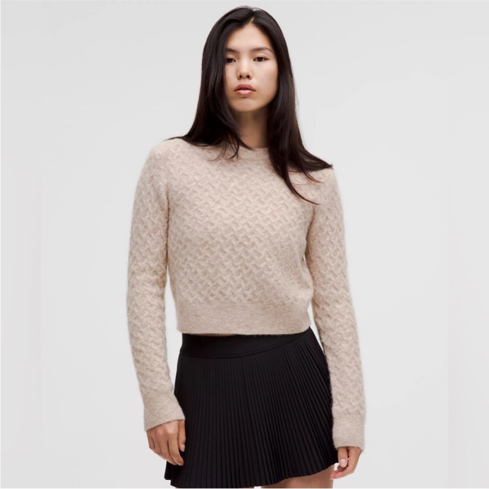 NWT Lululemon Alpaca Wool-Blend Crosshatch Sweater Heathered Crepe - size M